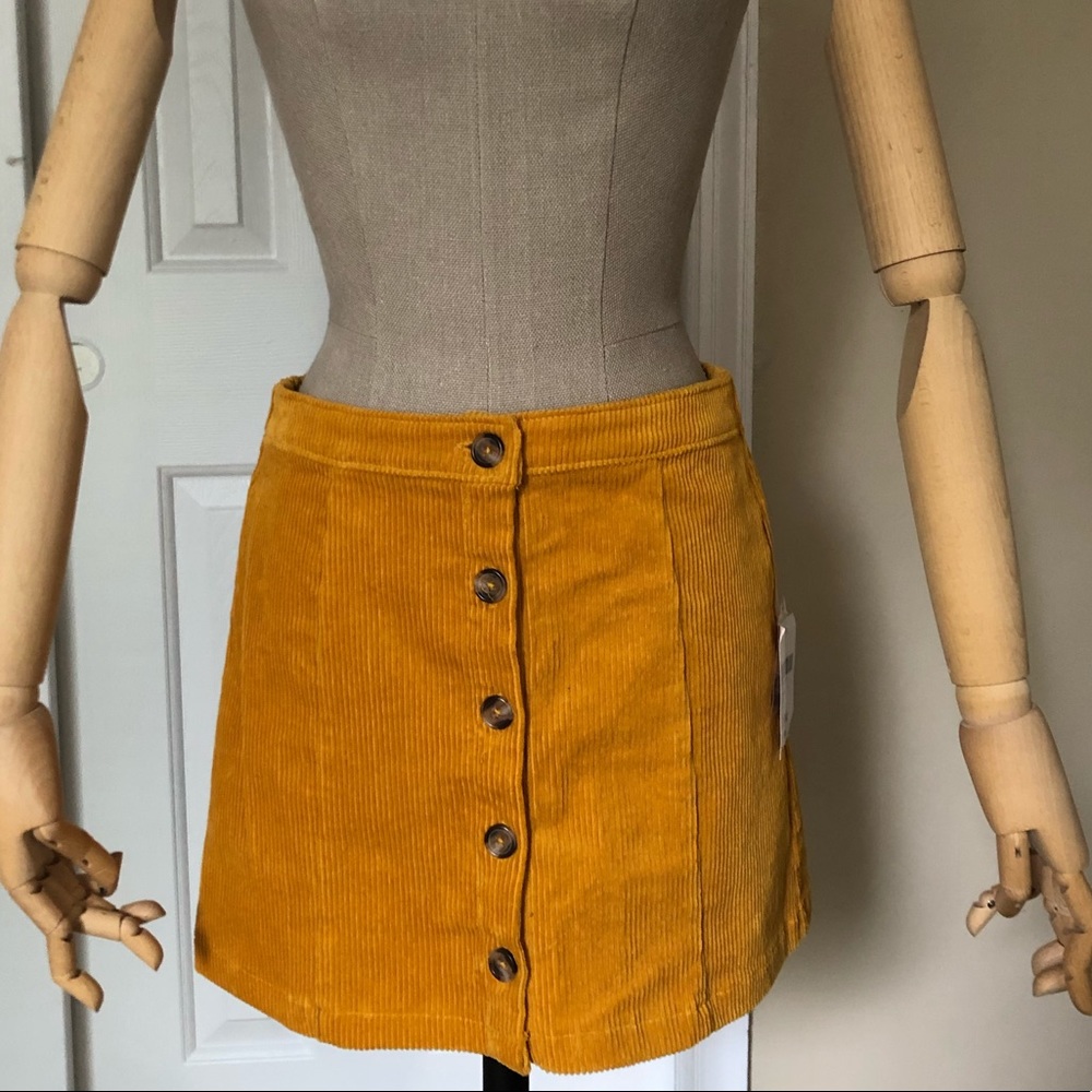 Mustard Button Down Skirt